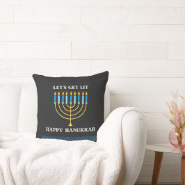 Lustiges süßes blaues Chanukka-Menora-Design Kissen