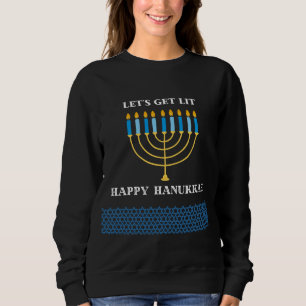 Lustiges süßes blaues Chanukka-Menora-Design Sweatshirt