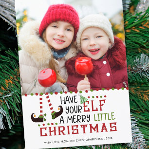 Lustiges Süßes Elf Merry Little Weihnachten Foto