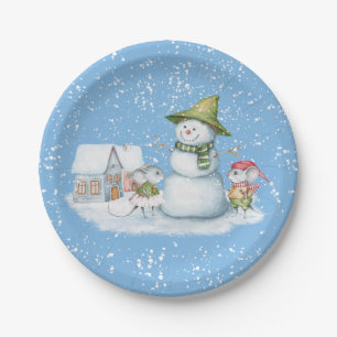 Lustiges Süßes Frohes Weihnachten Schnee Feiertag Pappteller
