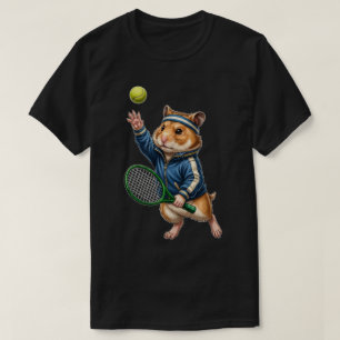 Lustiges süßes Hamster-Tennis spielendes Cartoon-T T-Shirt