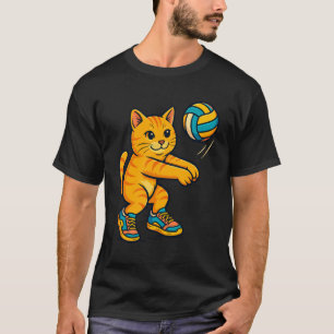 Lustiges süßes Katze Volleyball-Spieler Fan-T-Shir T-Shirt