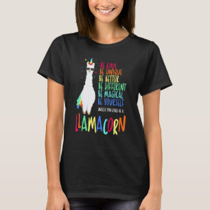 Lustiges Süßes Lama Einhorn Orange Sei Freundlich T-Shirt