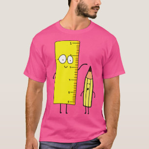 Lustiges süßes Lineal misst einen Bleistift T-Shirt