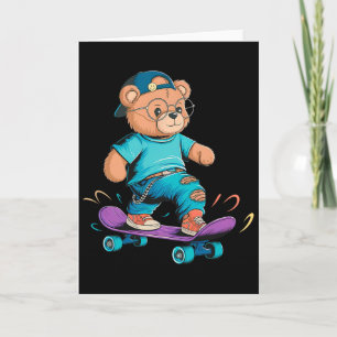 Lustiges süßes Skateboarding-Bär-Geschenk für Männ Karte