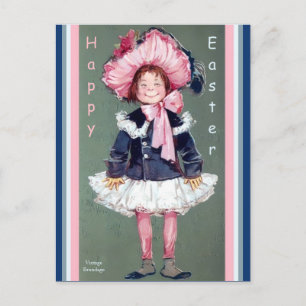 Lustiges süßes Vintage-Mädchen Fröhliches Oster-Al Postkarte