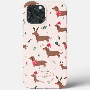 Lustiges süßes Weihnachts-Dachshund-Haustier-Muste iPhone 13 Pro Max Hülle