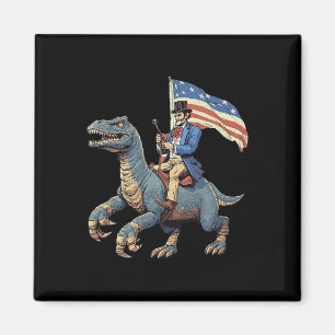 Lustiges T-Shirt Abe Lincoln Reitet Einen Dinosaur Magnet