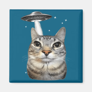 Lustiges T-Shirt Alien-Katze Meme UFO-Katze Magnet