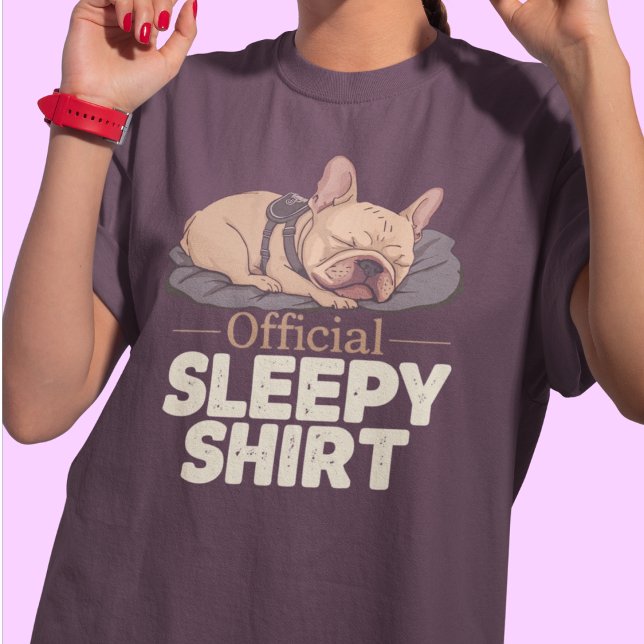 Lustiges T-Shirt für Hunde-Liebhaber - Offizielles Tri-Blend Shirt (Official Sleepy Shirt – Cute French Bulldog Graphic Tee for Dog Lovers)