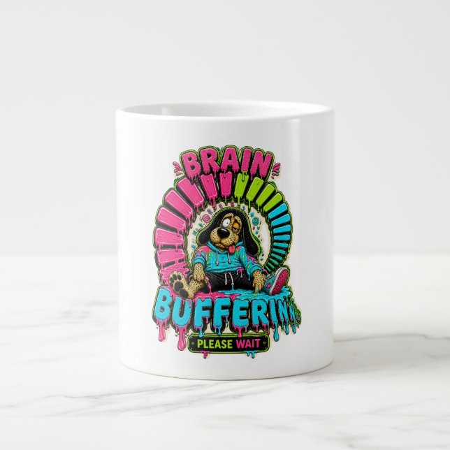 Lustiges T-Shirt mit Brain Buffering Jumbo-Tasse (Vorderseite)