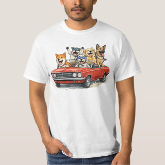 Lustiges T-Shirt mit Hunden, die Auto fahren