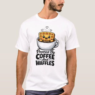 Lustiges T-Shirt Powered By Coffee And Waffles Tee