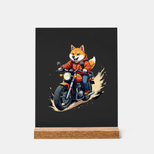 Lustiges T-Shirt, Shiba Inu, Motorrad, Hund, Puppe Acrylschild