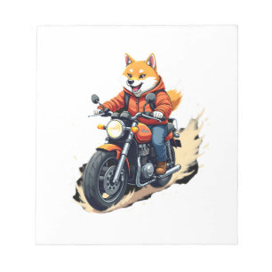 Lustiges T-Shirt, Shiba Inu, Motorrad, Hund, Puppe Notizblock