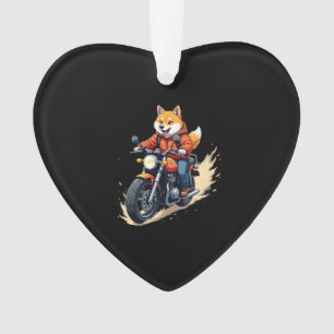 Lustiges T-Shirt, Shiba Inu, Motorrad, Hund, Puppe Ornament