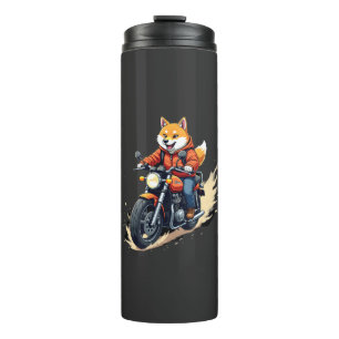 Lustiges T-Shirt, Shiba Inu, Motorrad, Hund, Puppe Thermosbecher