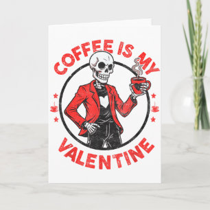 Lustiges T-Shirt Skelett Kaffee Valentinstag Retro Karte