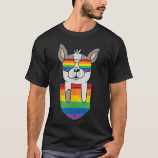Lustiges Taschen Süßer Hund Lgbt Tier Regenbogenfl T-Shirt