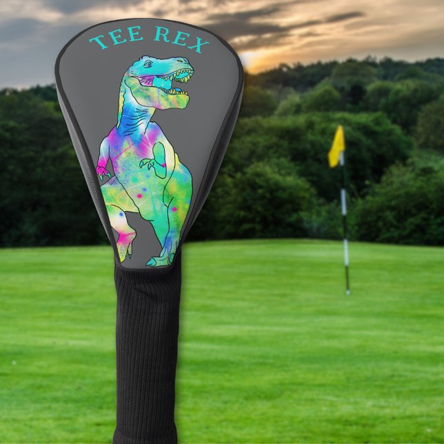 Lustiges Tee Rex Dinosaurier-Witz Golf Headcover (Funny Tee Rex golfing dinosaur joke for dino dads. Colorful Jurassic dinosaur and golf pun)