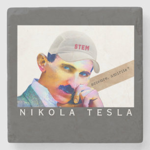 Lustiges Tesla-Porträt Steinuntersetzer