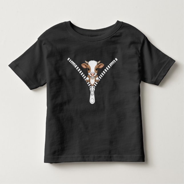 Lustiges Texas-Longhorn-Kalb Peek T-Shirt (Vorderseite)