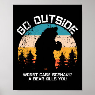 Lustiges Tier geht nach draußen und wird von Bär g Poster