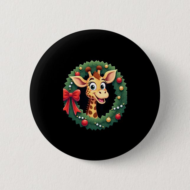 Lustiges Tier-Giraffe-Meme-Face-Festive-Xmas-T-Shi Button (Vorderseite)