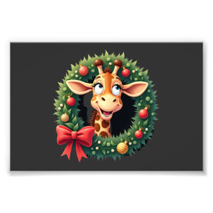 Lustiges Tier-Giraffe-Meme-Gesicht Festive Weihnac Fotodruck