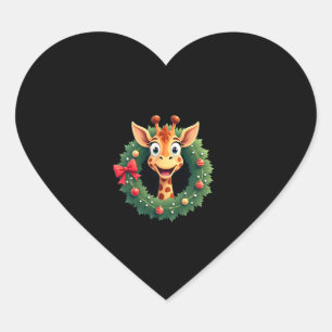 Lustiges Tier Giraffe Meme Gesicht Festliches Xmas Herz-Aufkleber