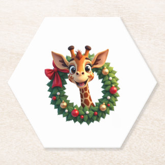 Lustiges Tier Giraffe Meme Gesicht Festliches Xmas Untersetzer