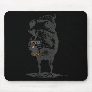 Lustiges Tier-Meme Frosch, der eisgekühlten Kaffee Mousepad