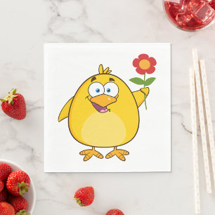 Lustiges Tier mit Blume - ein glückliches Küken Serviette