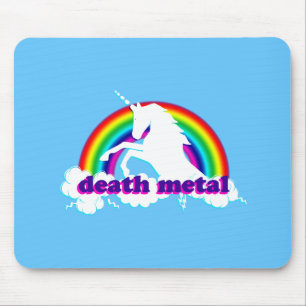Lustiges TodesmetallEinhorn und -regenbogen Mousepad
