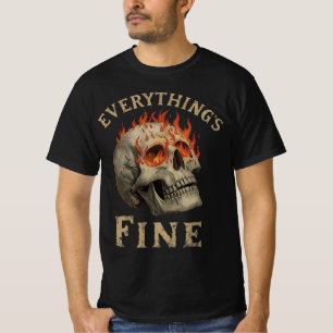 Lustiges Totenkopf-Flammen-Grafik-T-Shirt – Alles T-Shirt