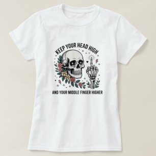 Lustiges Totenkopf-Mittelfinger-T-Shirt Sarkasti T-Shirt