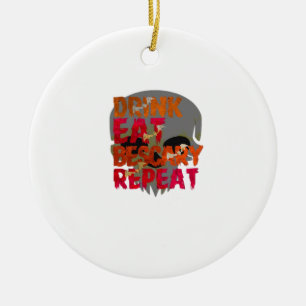 Lustiges Trinken Essen Sein Gruseliges Halloween-D Keramik Ornament