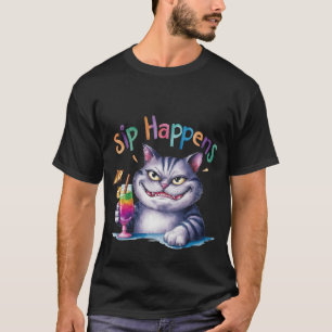 Lustiges "Trinkunfälle passieren"-Wasserfarben-Kat T-Shirt