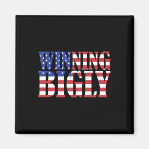 Lustiges Trump Gewinnt Bigly Amerikanische Flagge  Magnet