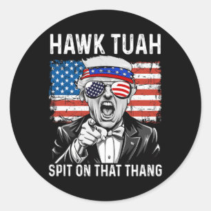 Lustiges Trump-Hawk-Tuah - Spuck auf dieses Ding M Runder Aufkleber