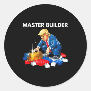 Lustiges Trump Master Builder Bausteine Geschenk Runder Aufkleber