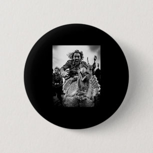Lustiges Truthahn-Selfie Schwarz-Weiß Thanksgiving Button