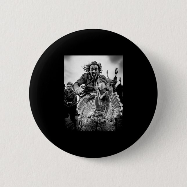 Lustiges Truthahn-Selfie Schwarz-Weiß Thanksgiving Button (Vorderseite)
