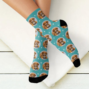 Lustiges Türkis-Blaues Benutzerdefiniertes Hunde-F Socken