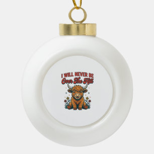 Lustiges Über-den-Hügel-Hochlandkuh-Geburtstagsdes Keramik Kugel-Ornament