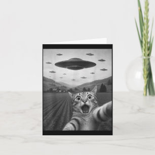 Lustiges überrascht Ed Katze Selfie mit Alien UFO  Karte