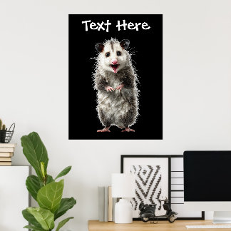 Lustiges überrascht schockiertes Opossum Poster
