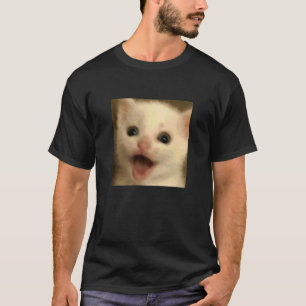 Lustiges Überraschtes Weißes Kätzchen Katze Unschä T-Shirt