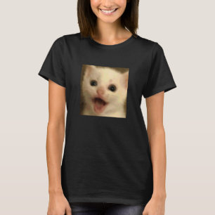 Lustiges Überraschtes Weißes Kätzchen Katze Unschä T-Shirt