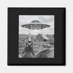 Lustiges Ufo-Huhn-Selfie-Meme trifft Außerirdische Magnet